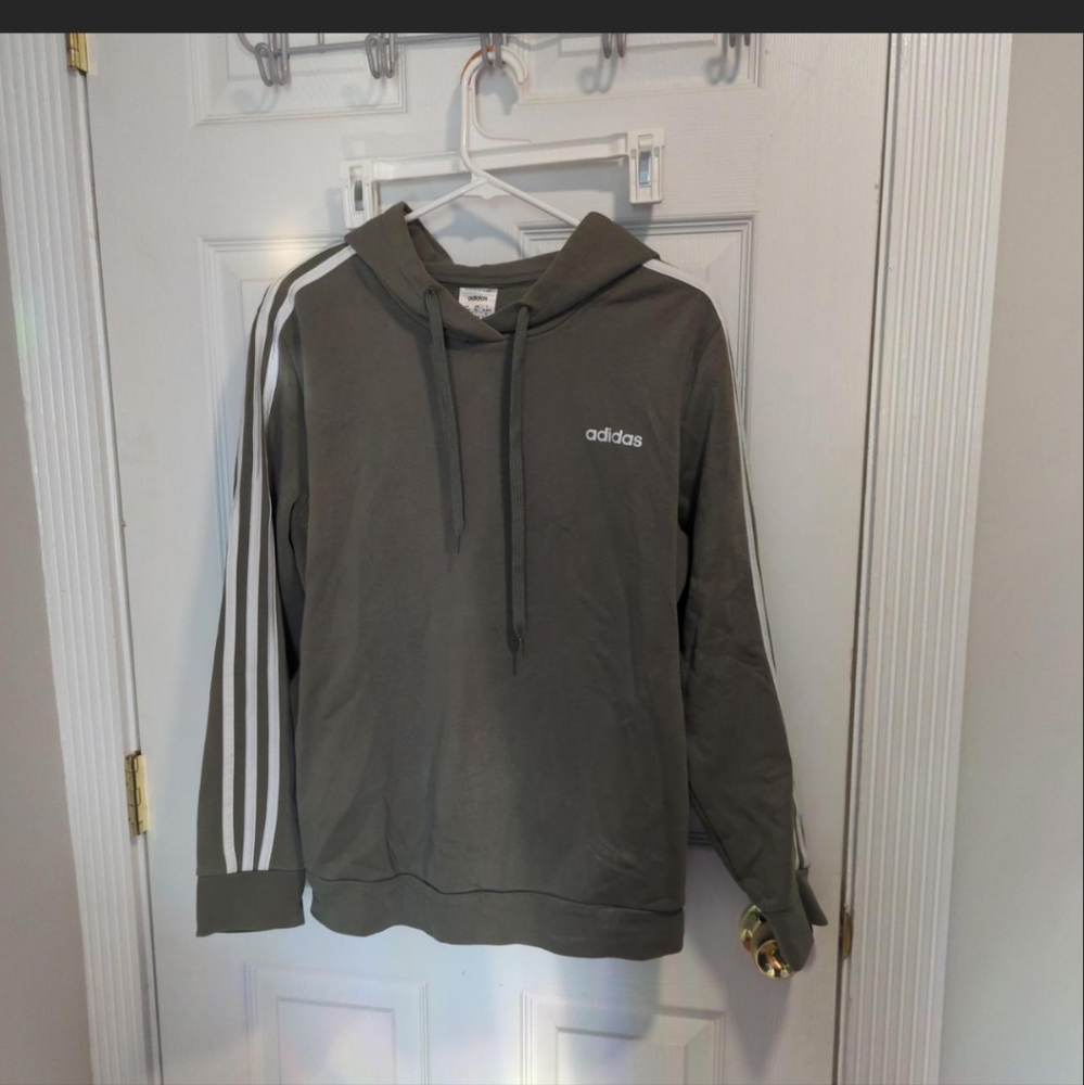 Adidas Green Hoodie with White Stripes